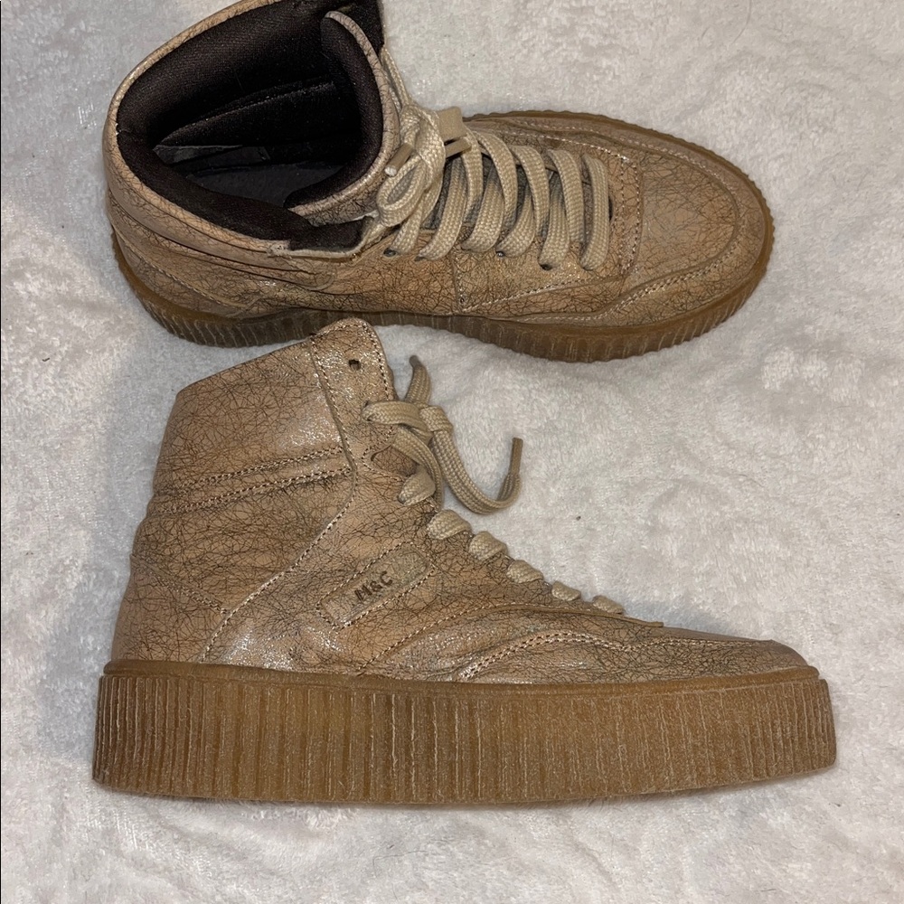 Musse & Cloud Kids High-Top Sneakers in Tan